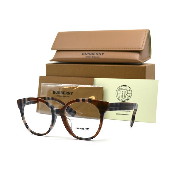 NEW BURBERRY BE2356F JACQUELINE CHECK BROWN AUTHENTIC EYEGLASSES FRAME - Picture 6 of 11